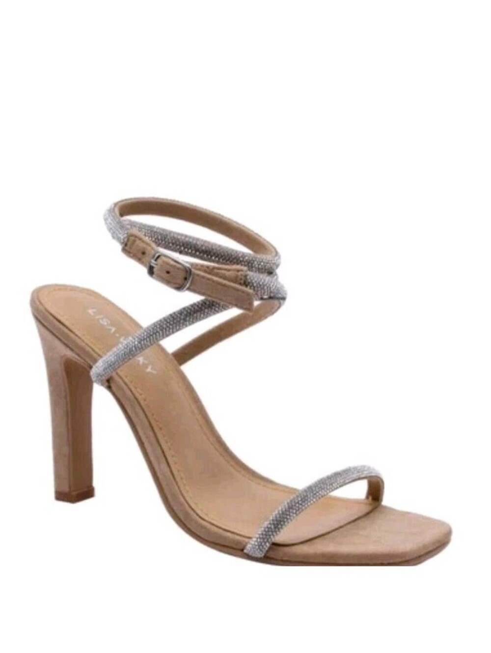 Lisa Vicky Angelic Rhinestone Ankle Strap Silver Sandal, Women's Size 9.5